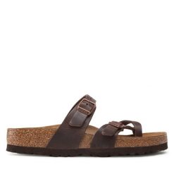 Japonki Birkenstock. Czerwone klapki damskie Birkenstock, bez wzorów, bez obcasa. Za 269.99 zł.