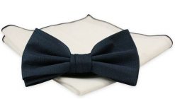 Granatowa Elegancka Mucha z Białą Poszetką -CHATTIER- Męska, Jednokolorowa. Niebieskie krawaty i muchy męskie Chattier, bez wzorów, eleganckie. Za 59.00 zł.