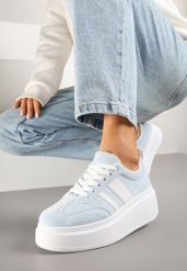 Niebieskie Sneakersy Klasyczne Tenisówki na Grubej Podeszwie z Koturnem Adessia. Niebieskie trampki i tenisówki damskie Renee, bez wzorów, z jeansu. Za 119.99 zł.