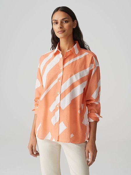 OPUS Koszula w kolorze pomarańczowo-białym rozmiar: 36. Białe koszule damskie Opus, bez wzorów, z bawełny, bez kołnierzyka, bez ramiączek. Za 126.45 zł.