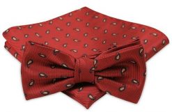 Modna Mucha Męska - Alties - Kolor Miedziany, Drobny Wzór Paisley. Brązowe krawaty i muchy męskie Alties, bez wzorów, eleganckie. Za 54.00 zł.