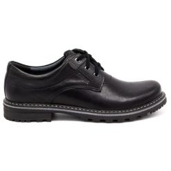 Kampol Buty męskie trapery skórzane 32/15 Czarne. Czarne buty zimowe męskie ze skóry, bez zapięcia. Za 392.97 zł.