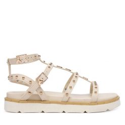 Sandały Patrizia Pepe. Białe sandały damskie Patrizia Pepe, bez wzorów, bez obcasa, na płaskiej podeszwie. Za 489.99 zł.