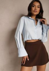 Ciemnobrązowe Asymetryczne Spódnico-Szorty High Waist Nonalin. Brązowe szorty damskie Renee, z aplikacjami, eleganckie, z podwyższonym stanem. Za 49.99 zł.