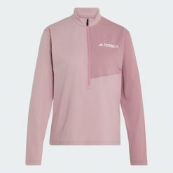 Koszulka Terrex Multi Climacool 1/2 Zip Long Sleeve. Fioletowe t-shirty damskie Adidas, l, bez wzorów, z dżerseju, bez kołnierzyka. Za 259.00 zł.