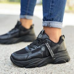 Czarne buty damskie sportowe Vinceza 13577. Czarne buty sportowe na co dzień damskie VINCEZA, bez wzorów, ze skóry. Za 119.00 zł.