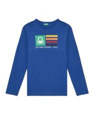United Colors Of Benetton Bluzka 3I1XC10JN Niebieski Regular Fit. Niebieskie t-shirty chłopięce United Colors Of Benetton, bez wzorów, z bawełny, bez ramiączek. Za 69.99 zł.