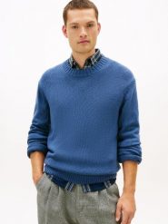 Tommy Hilfiger sweter z dzianiny Mężczyźni Bawełna niebieski, XL. Niebieskie swetry męskie Tommy Hilfiger, m, bez wzorów, z bawełny, bez kołnierzyka. Za 279.95 zł.
