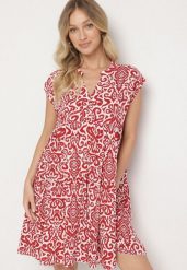 Czerwona Bawełniana Sukienka o Rozkloszowanym Kroju Oversize Liravina. Czerwone sukienki damskie Born2be, na lato, l, bez wzorów, z bawełny, klasyczne, bez kołnierzyka, bez ramiączek, midi, oversize. W wyprzedaży za 51.99 zł.