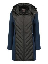 Geographical Norway Płaszcz pikowany "Bihac" w kolorze czarno-granatowym rozmiar: L. Czarne płaszcze damskie Geographical Norway, l, z aplikacjami. Za 215.21 zł.
