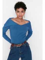 Trendyol Sweter w kolorze niebieskim rozmiar: S. Niebieskie golfy damskie Trendyol, s, bez wzorów, bez ramiączek. Za 65.99 zł.