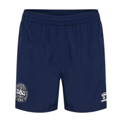 Damskie szorty Dania Travel Wov. Niebieskie spodenki sportowe damskie HUMMEL, bez wzorów, z materiału, sportowe. Za 225.50 zł.
