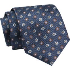 Krawat - ALTIES - Granatowy w Kwiatowe Groszki. Niebieskie krawaty i muchy męskie Alties, bez wzorów, z tkaniny, eleganckie. Za 49.00 zł.