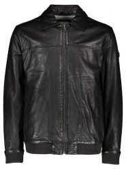 Bugatti Skórzana kurtka w kolorze czarnym rozmiar: 48. Czarne kurtki męskie Bugatti, bez wzorów, prążkowane, bez kaptura. Za 891.99 zł.