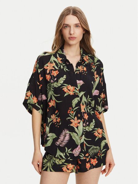 Roxy Koszula Beach Nostalgia ERJWT03680 Czarny Relaxed Fit. Czarne koszule damskie Roxy, s, bez wzorów, z bawełny, bez kołnierzyka, bez ramiączek. Za 199.99 zł.