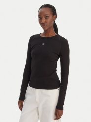 Calvin Klein Jeans Bluzka LV047E205G Czarny Slim Fit. Czarne topy sportowe damskie Calvin Klein Jeans, s, bez wzorów, z bawełny, bez ramiączek. Za 209.99 zł.