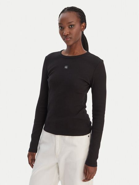 Calvin Klein Jeans Bluzka LV047E205G Czarny Slim Fit. Czarne topy sportowe damskie Calvin Klein Jeans, s, bez wzorów, z bawełny, bez ramiączek. Za 209.99 zł.