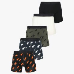 Bokserki Mężczyzna Swedemount Forest Boxer Shorts 5-Pack. Czarne bokserki męskie SWEDEMOUNT, bez wzorów, z tkaniny. Za 169.99 zł.