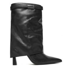 Botki Eva Minge. Czarne botki damskie Eva Minge, bez obcasa, na szpilce, bez zapięcia. Za 559.99 zł.