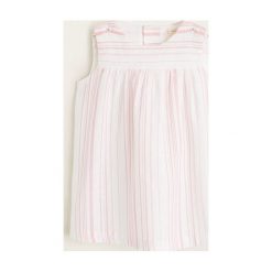 Mango Kids - Sukienka dziecięca Rayas 62-80 cm. Białe sukienki dziewczęce Mango Kids, bez wzorów, z bawełny, eleganckie, bez ramiączek. Za 89.90 zł.