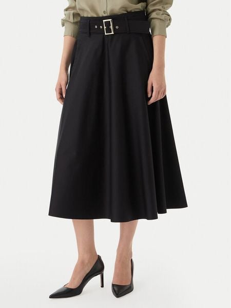 Marella Spódnica trapezowa Tappeto 2613101101 Czarny Regular Fit. Czarne spódniczki damskie Marella, bez wzorów, z bawełny, trapezowe. Za 638.99 zł.