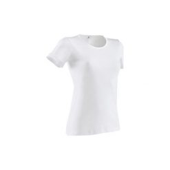 Koszulka krótki rękaw Gym & Pilates Sportee damska. Białe bluzki sportowe damskie DOMYOS, xl, bez wzorów, z bawełny, bez ramiączek. Za 9.99 zł.