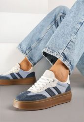 Granatowe Sneakersy Tenisówki na Kauczukowej Podeszwie Ardisora. Niebieskie trampki i tenisówki damskie Renee, z aplikacjami, z kauczuku. Za 89.99 zł.