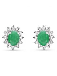 Revoni Złote kolczyki-wkrętki z diamentami i szmaragdami rozmiar: onesize. Szare kolczyki damskie Revoni, z diamentem, złote. Za 1,304.99 zł.