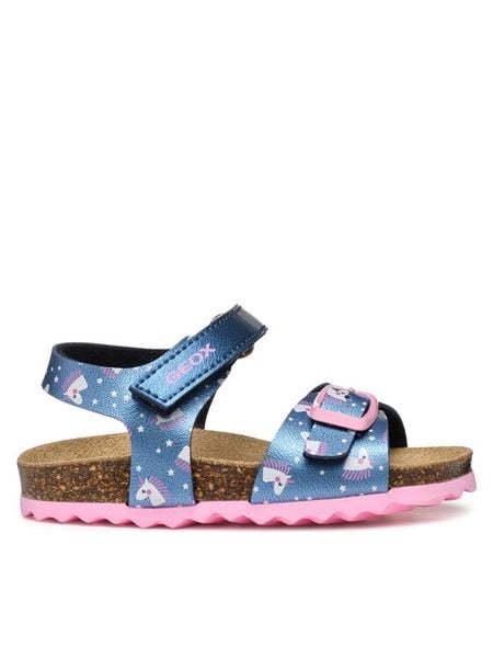 Geox Sandały B Chalki B922RA 0PVNF C4002 S Granatowy. Niebieskie sandały dziewczęce Geox, ze skóry, bez zapięcia. Za 199.99 zł.