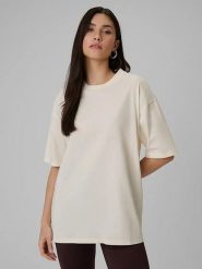 4F Koszulka w kolorze beżowym rozmiar: L. Brązowe t-shirty damskie 4f, l, bez wzorów, z bawełny, bez kołnierzyka. Za 28.99 zł.