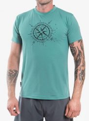 Koszulka z nadrukiem Sensor Coolmax Techtee SS Compass. Zielone t-shirty sportowe męskie Sensor, l, z jedwabiu, bez ramiączek, do biegania. Za 230.99 zł.