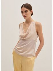 STEFANEL Bluzka w kolorze kremowym rozmiar: S. Brązowe bluzki sportowe damskie Stefanel, s, bez wzorów, bez ramiączek. Za 239.99 zł.