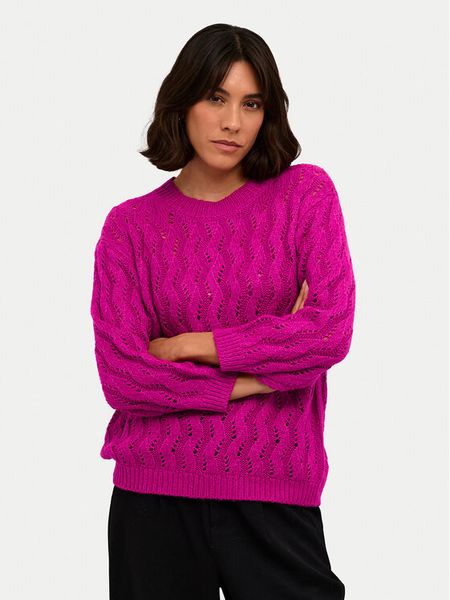 Kaffe Sweter Lena 10508807 Różowy Regular Fit. Czerwone swetry klasyczne damskie Kaffe, xl, ze lnu, bez kołnierzyka. Za 99.99 zł.