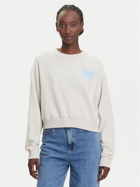 Tommy Jeans Bluza DW0DW21345 Beżowy Relaxed Fit. Brązowe bluzy bez kaptura damskie Tommy Jeans, m, z bawełny. Za 219.99 zł.