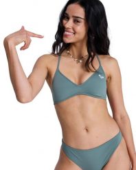Trójkątny stanik bikini dla Kobiety SOLID ESSENTIALS Zielony. Zielone bikini damskie Roxy, bez wzorów. Za 139.99 zł.