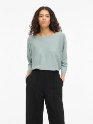 Vila Koszulka "Vimalu" w kolorze zielonym rozmiar: M. Zielone bluzki damskie Vila, m, bez wzorów, z materiału, bez kołnierzyka, bez ramiączek. Za 101.23 zł.