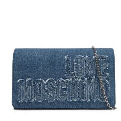 Torebka LOVE MOSCHINO. Niebieskie torebki klasyczne damskie Love Moschino, bez wzorów, wizytowe, bez kołnierzyka, bez ramiączek. Za 349.99 zł.
