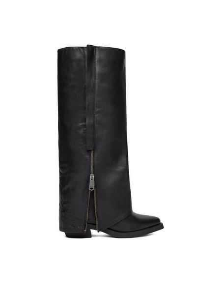 G-Star Raw Kozaki EO-YUKI-25FW65 Czarny. Czarne kozaki damskie G-Star Raw, ze skóry, bez obcasa, na płaskiej podeszwie. Za 469.99 zł.
