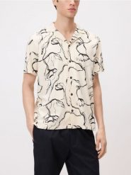 Wzorzysta koszula regular fit - złamana biel. Koszule męskie Reserved, l, bez wzorów, z bawełny, bez kołnierzyka, bez ramiączek. Za 119.99 zł.