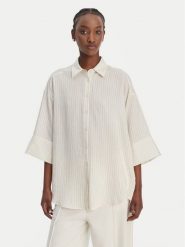 Eleh Koszula SS260297 Biały Relaxed Fit. Białe koszule damskie Eleh, bez wzorów, z bawełny, bez kołnierzyka, bez ramiączek. Za 499.99 zł.