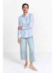 Rich & Royal Bluzka w kolorze błękitno-białym rozmiar: 38. Niebieskie bluzki damskie Rich & Royal, bez wzorów, z bawełny, bez kołnierzyka, bez ramiączek. Za 210.32 zł.