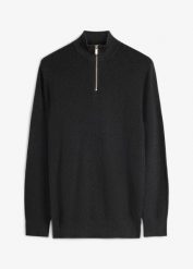 Bluza ze stójką z czystej bawełny. Niebieskie bluzy bez kaptura męskie bonprix, m, z bawełny. Za 109.99 zł.