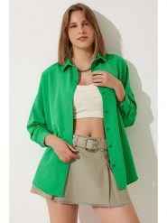 Happiness Istanbul Koszula w kolorze zielonym rozmiar: 38. Zielone koszule damskie Happiness Istanbul, bez wzorów, bez kołnierzyka, bez ramiączek. Za 60.99 zł.