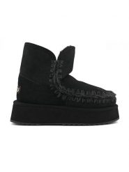 Mou Skórzane botki zimowe w kolorze czarnym rozmiar: 39. Czarne botki damskie Mou, na zimę, ze skóry, bez obcasa, na platformie, bez zapięcia. Za 643.99 zł.