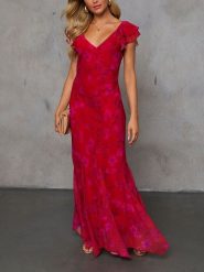 Milan Kiss Sukienka w kolorze czerwono-różowym rozmiar: L. Czerwone sukienki damskie Milan Kiss, l, bez wzorów, bez kołnierzyka, bez ramiączek, maxi. Za 202.50 zł.