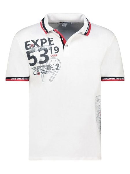 Geographical Norway Koszulka polo "Krug" w kolorze białym rozmiar: S. Białe koszulki polo męskie Geographical Norway, s, bez wzorów, z bawełny, bez ramiączek. Za 64.95 zł.