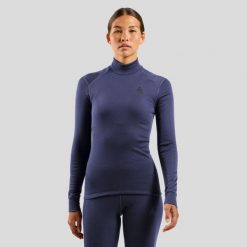 Bielizna termoaktywna z długim rękawem Odlo BL TOP turtle neck l/s ACTIVE WARM. Niebieskia bielizna termoaktywna damska Odlo, l, bez wzorów. W wyprzedaży za 209.99 zł.