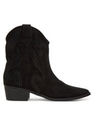 DeeZee Botki 3523-9 Czarny. Czarne botki damskie DeeZee, z materiału, bez obcasa, na słupku, bez zapięcia. Za 289.99 zł.