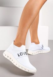 Białe Buty Sportowe z Napisem LOVE i Elastyczną Cholewką Alaissa. Białe buty sportowe na co dzień damskie Renee, bez wzorów. Za 44.99 zł.