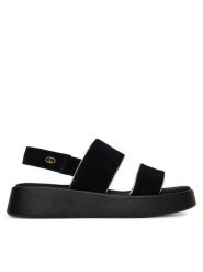 Liu Jo Sandały Amber 01 SA5187 PX002 Czarny. Czarne sandały damskie Liu Jo, bez wzorów, ze skóry, bez obcasa, na płaskiej podeszwie. Za 339.99 zł.